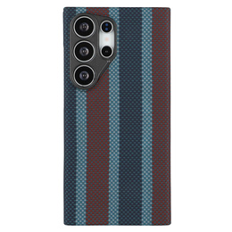 Tok Samsung Galaxy S24 Ultra, Aramid Fiber Slim Case, MagSafe, kék / piros