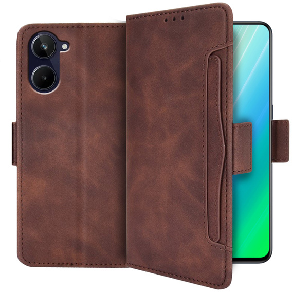 Pattintható tok a Realme 10 4G, Card Slot, barna