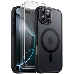 Tok iPhone 16 Pro-hoz, MagSafe, ERBORD Matt Case, fekete + képernyőüveg