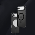 Matt tok iPhone Air készülékhez, páncélozott, MagSafe-hoz, füstölt, fekete oldalakkal
