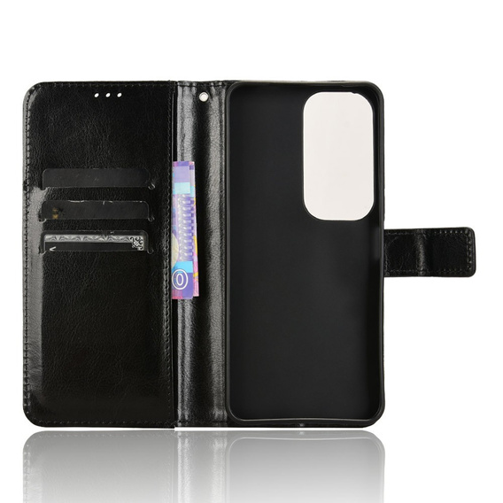 Pattintható tok a Vivo Y19s, Crazy Horse Wallet, fekete
