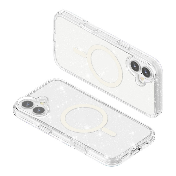 Tok iPhone 17 készülékhez, MagSafe, csillogó, átlátszó