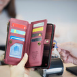 Tok CASEME Samsung Galaxy A56 5G, RFID Leather Wallet, vállpánttal, piros