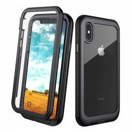 Tok iPhone X/XS készülékhez, Shockproof, fóliával, fekete
