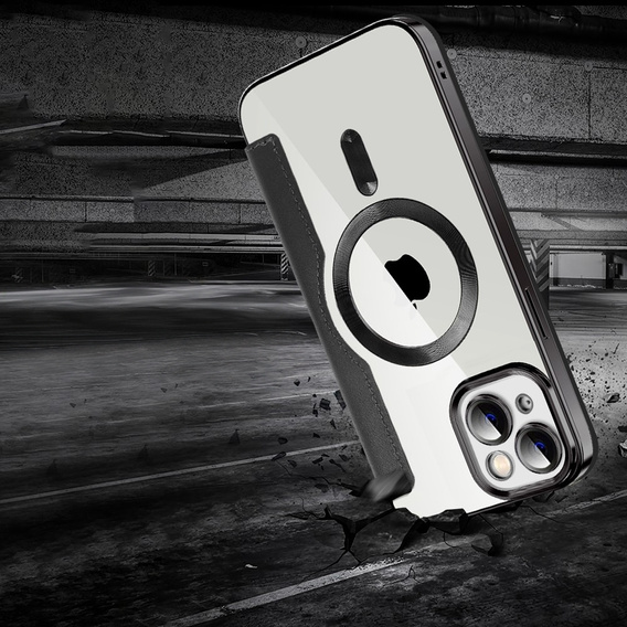 Pattintható tok a iPhone 13, RFID Wallet MagSafe CamShield, fekete