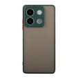 Szilikon tok Xiaomi Redmi Note 13 5G, kamera védelemmel, átlátszó / zöld + edzett üveg 9H