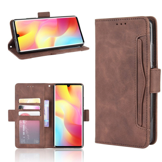 Pattintható tok a Xiaomi Mi Note 10 Lite, Card Slot, barna