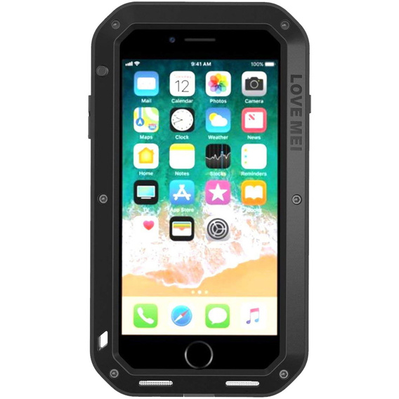 Love Mei Telefontok a iPhone 8 Plus / 7 Plus, armored with glass, fekete