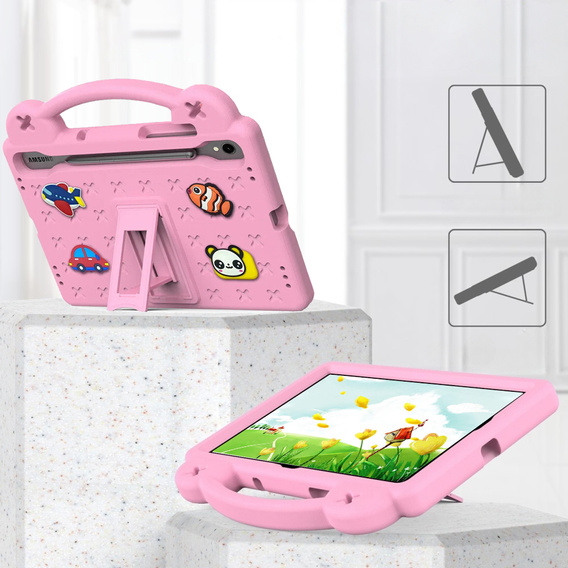 Gyermek tok Samsung Galaxy Tab S10 Lite / S10 FE / S9 FE, Cute Patterns, állvánnyal, rózsaszín
