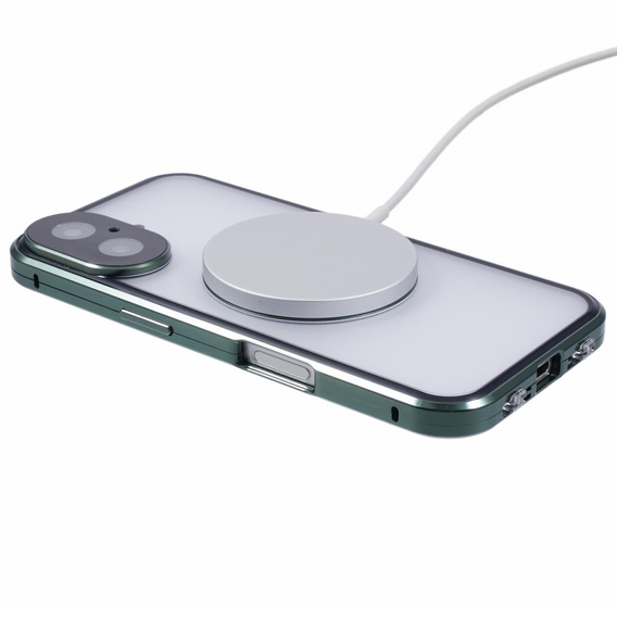 Magnetic Dual Glass MagSafe tok iPhone 16, zöld