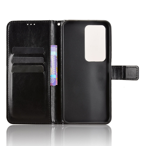 Pántos tok Xiaomi Redmi 15 5G / 4G, texturált Crazy Horse, fekete