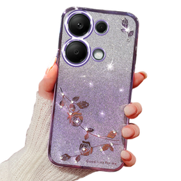 Tok Xiaomi Redmi Note 13 Pro 4G / Xiaomi Redmi Note 14S / Xiaomi Poco M6 Pro 4G, Glitter Flower, lila