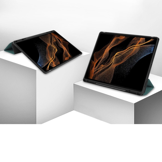 Tok Samsung Galaxy Tab S10 Ultra, Smartcase tolltartóval, zöld