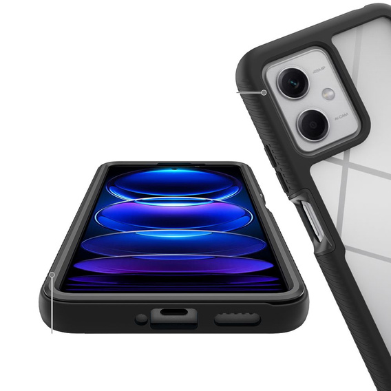 Tok Xiaomi Redmi Note 12 5G / POCO X5 5G készülékhez, Shockproof, fóliával, fekete