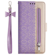 Flap tok Samsung Galaxy A55 5G, Wallet Pocket Zipper Lace, lila