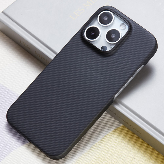 Tok iPhone 16 Pro, Aramid Fiber Cover, fekete