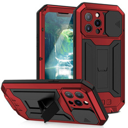 Tojás iPhone 13 Pro, R-JUST CamShield Slide, páncélozott, piros / fekete