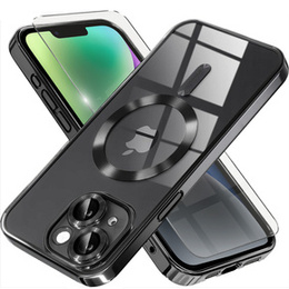 Tok iPhone 14 Plus-hoz, Electro MagSafe, fekete + üveg a képernyőhöz