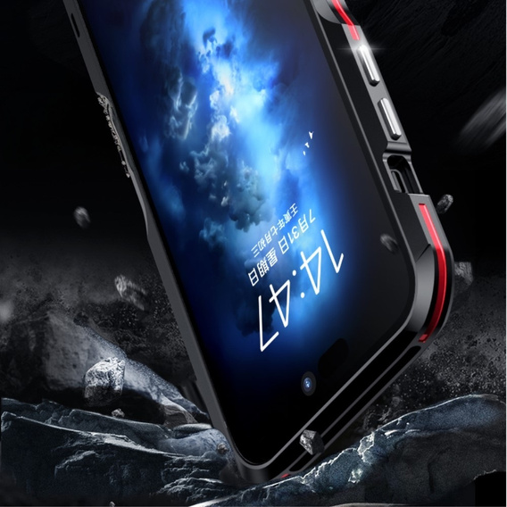 Teletok LUPHIE iPhone 15 Pro-hoz, Armor Bumper, fekete / piros