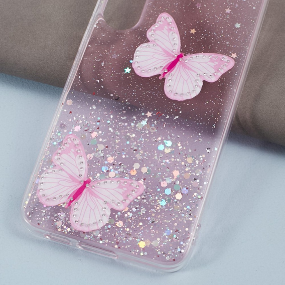 Tok Samsung Galaxy S24, Glitter Butterfly, rózsaszín