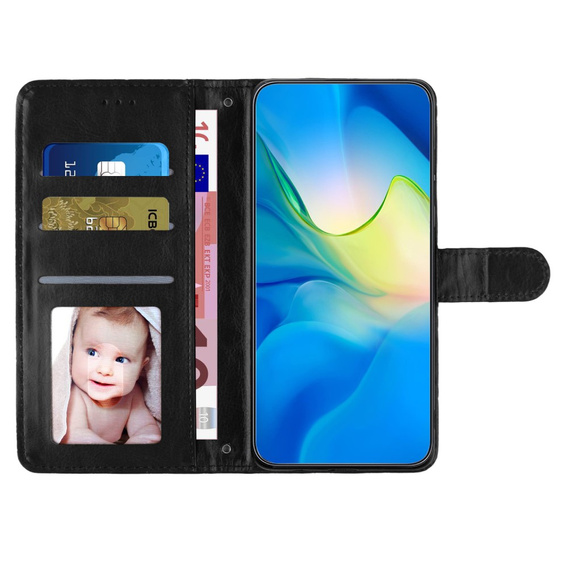 Pattintható tok a Oppo A38 4G / Oppo A18 4G, Wallet, BINFEN COLOR, fekete