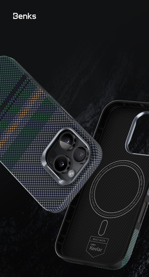 BENKS Kevlar Magnetic Armor Pro Aurora 600D B062 tok MagSafe-hez iPhone 15 Pro Max készülékekhez