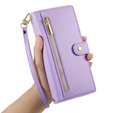 Pattintható tok a Xiaomi Redmi Note 14 Pro 5G / Poco X7 5G, Wallet Zipper Pocket, lila