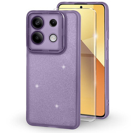 Tok Xiaomi Redmi Note 13 5G, Glittery Powder, lila + 9H edzett üveg