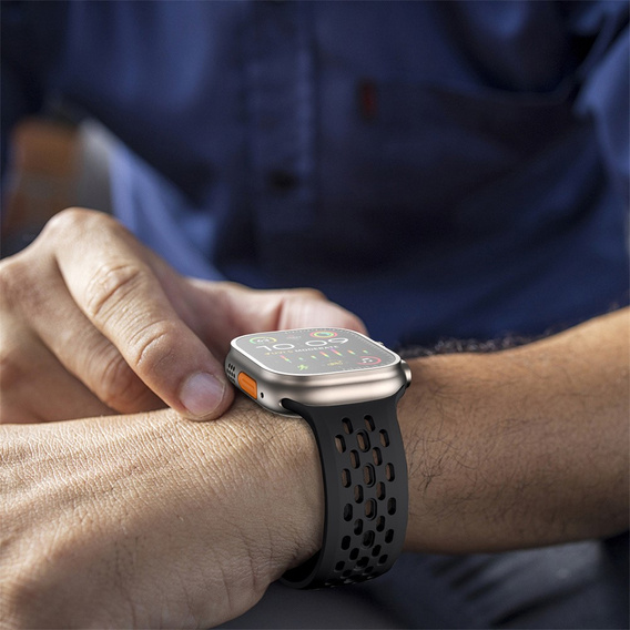 Szilikon szíj Apple Watch 1/2/3/4/4/5/6/7/8/SE/ULTRA 42/44/45/45/49MM órához, fekete