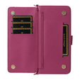 Tok patenttal a Samsung Galaxy S25 Edge-hez, Crossbody Leather Wallet, bordó