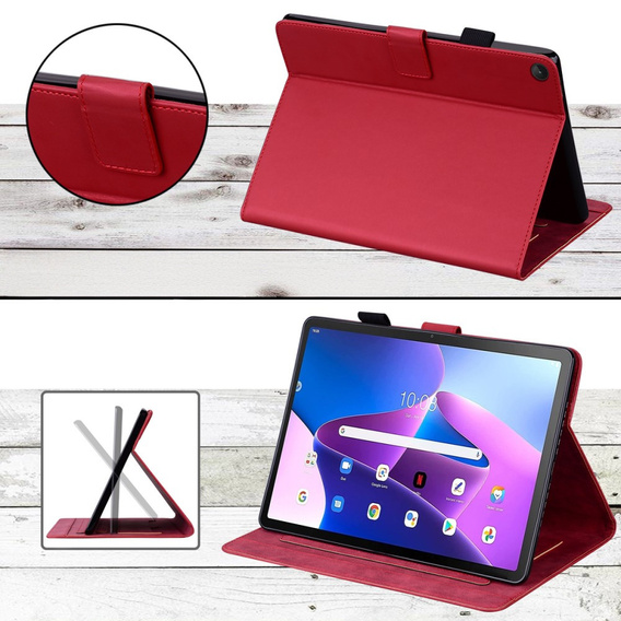 Tok Lenovo Tab M10 Plus 10.6 Gen 3, pánttal, animal, piros