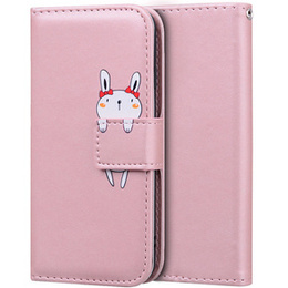 Pattintható tok a Motorola Moto G22, Wallet Bunny, rózsaszín