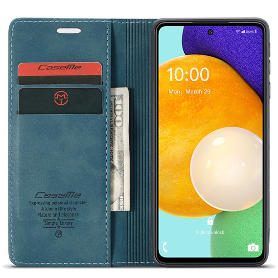 CASEME tok Samsung Galaxy A53 5G, Leather Wallet Case, zöld