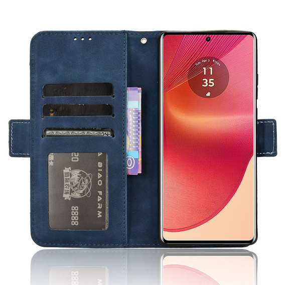 Pattintható tok a Motorola Edge 50 Fusion 5G, Card Slot, sötétkék