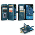 CASEME tok Samsung Galaxy A56 5G, Leather Wallet Cash and Card Slots, pánttal, kék
