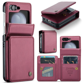 CASEME flip tok Samsung Galaxy Z Flip5 5G, Litchi Wallet, piros