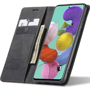 CASEME tok Samsung Galaxy A51, Leather Wallet Case, fekete