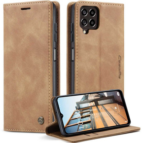 CASEME tok Samsung Galaxy M33 5G, Leather Wallet Case, barna