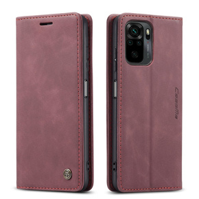 CASEME tok Xiaomi Redmi Note 10 / 10S, Leather Wallet Case, bordó