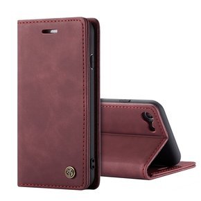 CASEME tok iPhone 7/8/SE 2020/SE 2022, Leather Wallet Case, bordó