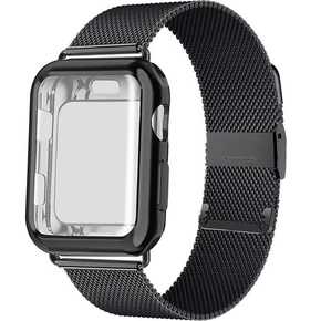 Etui z folią ochronną + Bransoleta Milanese do Apple Watch 1/2/3/4/5/6/SE (42/44MM), Black