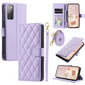 Flap tok Samsung Galaxy S20 FE, Rhombus Crossbody Leather, lila