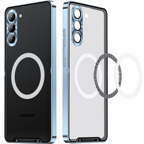 Kameravédő tok Samsung Galaxy S23 FE, MagSafe-hoz, átlátszó / kék