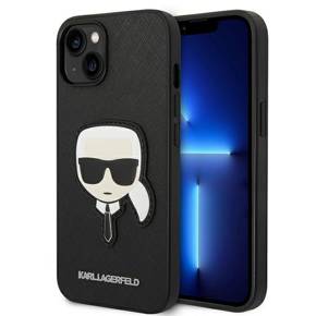 Karl Lagerfeld Telefontok a iPhone 14 Plus, Saffiano Karl's Head Patch, fekete