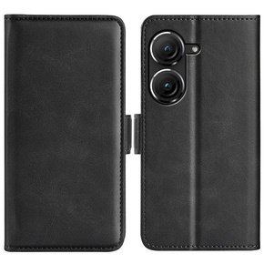 Pattintható tok a Asus Zenfone 9 5G / 10 5G, Wallet PU Leather Case, fekete