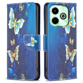 Pattintható tok a Infinix Hot 40i, Wallet, Butterflies kék