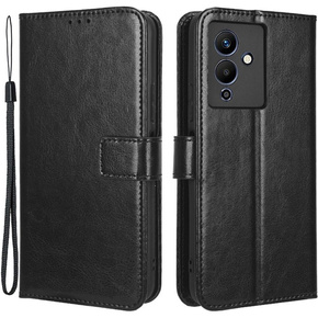 Pattintható tok a Infinix Note 12 5G, Crazy Horse Wallet, fekete