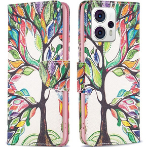 Pattintható tok a Motorola Moto G53 5G / G23 / G13, Wallet, tree of life, fehér