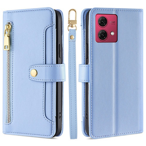 Pattintható tok a Motorola Moto G84 5G, Wallet Zipper Pocket, kék