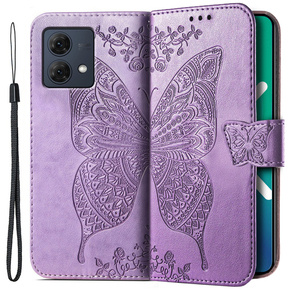 Pattintható tok a Motorola Moto G84, Butterfly, lila